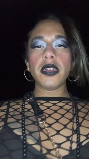 Pissing Tranny on Night Walk