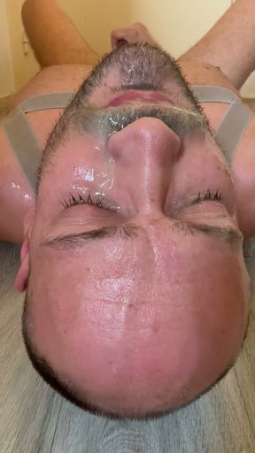 Filthy pig soaked in snot, piss, drool and cum   Clip 2