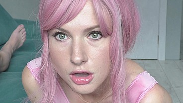 Uninhibited Minx with Pink-Hair Sensual Sucks Big Cock and Cum Swallow