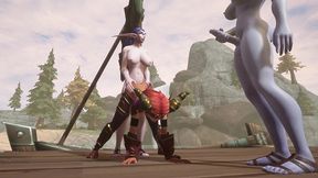 two futanari elves team fuck a redhead elf - warcraft hentai parody