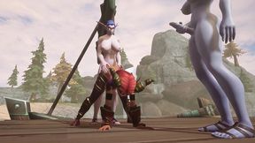 two futanari elves team fuck a redhead elf - warcraft hentai parody