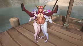 two futanari elves team fuck a redhead elf - warcraft hentai parody