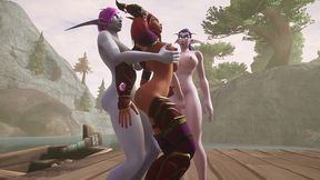 two futanari elves team fuck a redhead elf - warcraft hentai parody