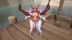 two futanari elves team fuck a redhead elf - warcraft hentai parody
