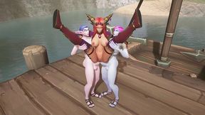 two futanari elves team fuck a redhead elf - warcraft hentai parody