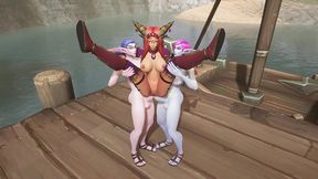 two futanari elves team fuck a redhead elf - warcraft hentai parody