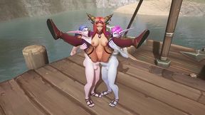 two futanari elves team fuck a redhead elf - warcraft hentai parody