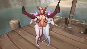 two futanari elves team fuck a redhead elf - warcraft hentai parody