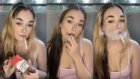 Close up smoking, Marlboro red, tight top with no bra - Smokingrapunzel - Smoking fetish