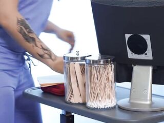 Trans Girls - Daisy Taylor Gives Her Patient A Couch Washroom & His Large Jock Becomes Hard As A Metal