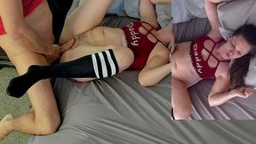 step daughter eve surprises her step dad w/ 2 webcams setup to make movie with her sexy nakedness fucking/licking different vantage points
