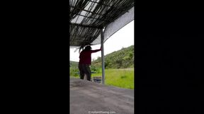 Public picnic table striptease