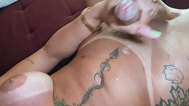 Ts Vanessa Rafaella - I put my cock inside my friend's ass, but he couldn't take it so I had to finish him in the handjob