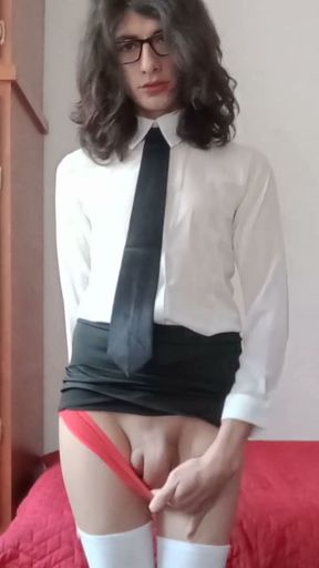 Shemale office coworker sends wrong video   Clip 1