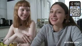 Busty redhead likes girly-girl fuckbox slurping in romantic way