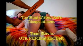 The Sting of Step-Dad's Disappointment - Teen Stevie OTK Paddling and Belt - 1080p