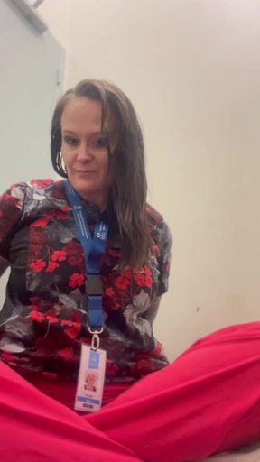 Naughty Nurse Squirts in Public Washroom