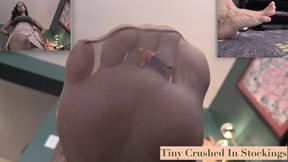 TINY CRUSHED IN STOCKINGS - Jamie Daniels, Giantess, POV, Stockings, Foot Fetish - WMV