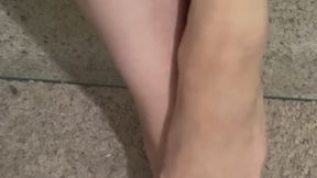 Foot fetish Pink glitter nail polish
