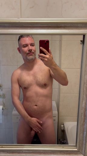 Morning Stretching in Front of a Mirror