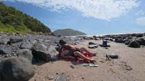 Whispers on a Wind-Kissed Shore Ebony Swan rides white dick...HARD