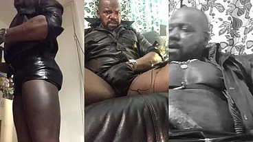 Black Mature Muscle Leather Smoking Solo Wank & Unloading Session