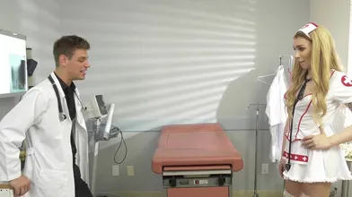 A Transsexual Blonde Sucking After Being Bred By A Medic