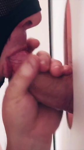 Gloryhole Daddy Shoots on His Hand - the Sucker Licks It All Clean