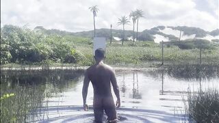 Watch this muscular dude take a bare-handed pounding on the beach - Naturist Beach Time
