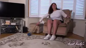 Aunt Judy's - Housecleaning with Curvy Redhead MILF Ruby Cattrall Turns into Naughty JOI