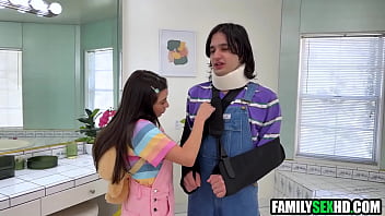 Stepsister taking care of injured stepbrother &amp_ stepdad