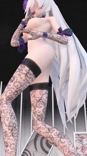 Yowane Haku Undress Dance Sexy Lingerie Hentai Stickysticky Song Mmd 3D Purple Clothes Color Edit Smixix