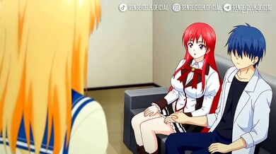 Red-haired anime vixen takes it deep in white lace during a forbidden office encounter