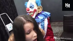 Pretty girl fights & wrestles clown in lesbian match