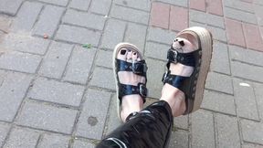 I walk around in latex leggings and sexy sandals