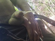 Black cock pissing outside in the woods hear the squirt hit the leaves join my onlyfans! #9