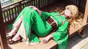 Lazy Japanese Corridor Morning, She Breathes Heavy Touching Her Chest with a Hazy Gaze Waiting for Your Touch