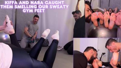 Goddess Kiffa and Goddess Nara Caught them Smelling Our Sweaty Gym Feet Now they have to Worship them - PG - FOOT WORSHIP - FOOT SMELLING - SNEAKERS - SOCKS - SWEATY - STINKY - SMELLY - SOLES - SNEAKERS - FOOT FETISH -
