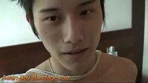 Bound Cute Asian Twink 18+ Cums Hard In BDSM Handjob Scene
