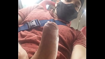 Carlos cum in the public bus caught