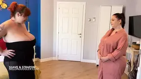 Busty lady's shaved pussy gets fucked by her curvy maid