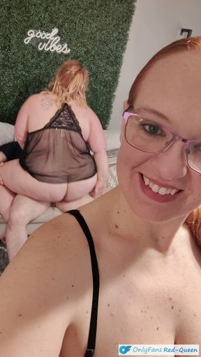 Cuckquean Selfie - Wife Watches and Films Herself Being Cucked by Younger Cute BBW Girl