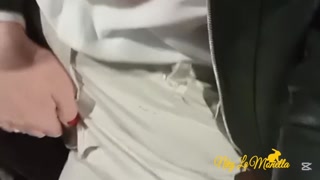 in the park with ripped pants showing off her pussy and tits to passersby - Niky La Monella