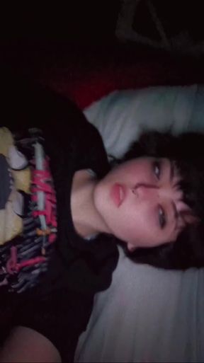 Emo goth alt teen shows off her tits