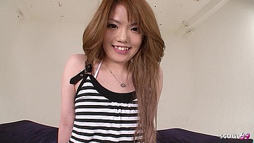 Uncensored JAV Multiple Creampie Group Sex for Skinny Japanese Teen by older Guys