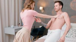 ”Naked lovers talk in bed”