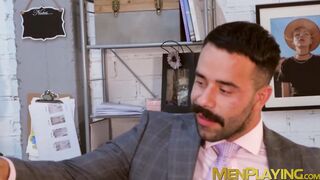 Blowjobs and anal with suited Shane Jackson and Teddy Torres