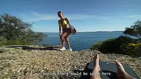 Some stranger on a nudist beach, and I lost control  A huge load of cum all over my face  POV