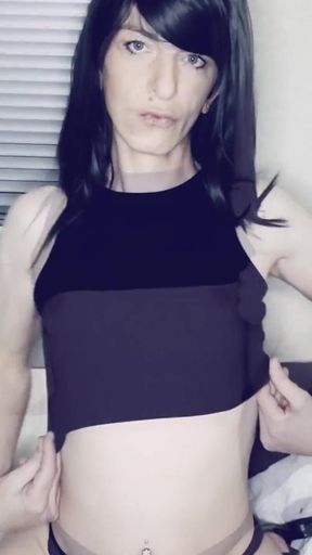 Skinny White Virgin Tranny Shows off Everything for First Time