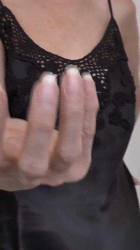 JOI Clip Beautiful Hands and Black Silk Negligee Lady Victoria Valente